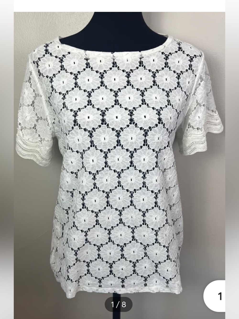 Loft 3x crochet white top